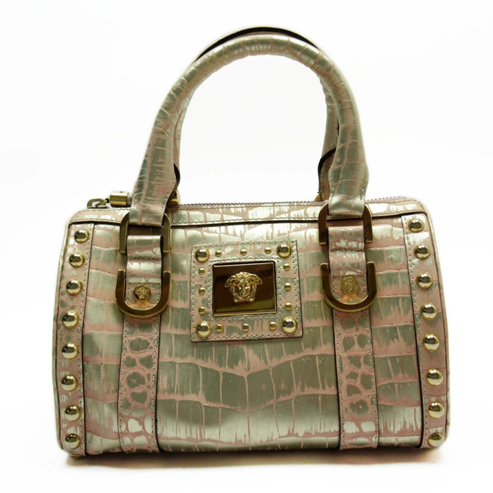 Versace Medusa handbag gold pink leather